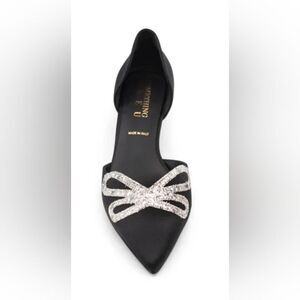 Something Bleu Darla d'Orsay Kitten Heel New Size 7 Black With Silver Bow